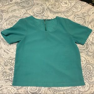 Teal short sleeve crop top